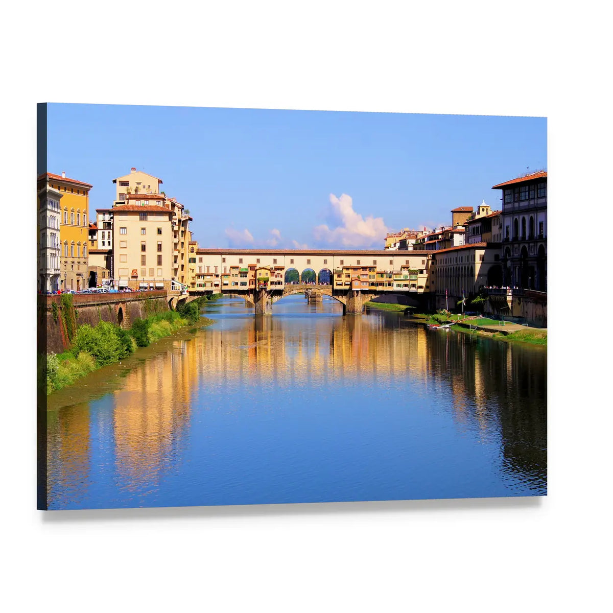 Ponte Vecchio Over the Arno River Canvas Wall Art, single panel gallery wrapped canvas, angled product view