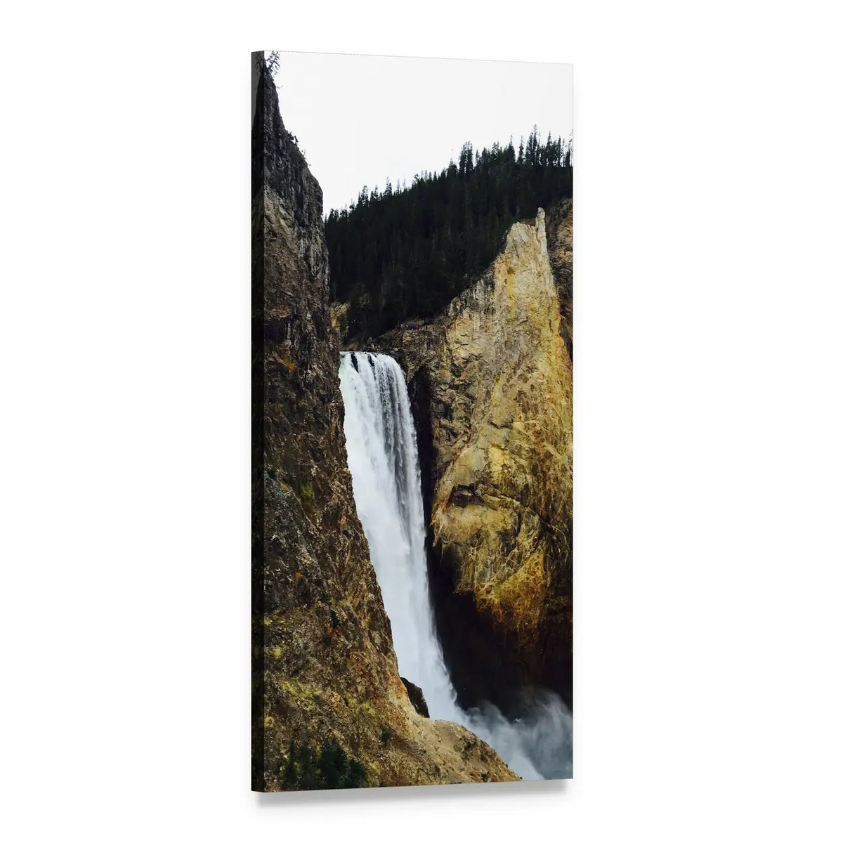 Yellowstone Grand Canyon Waterfall Vertical Canvas Wall Art, 1 panel 1 Vertical layout gallery wrapped canvas set, angled product view