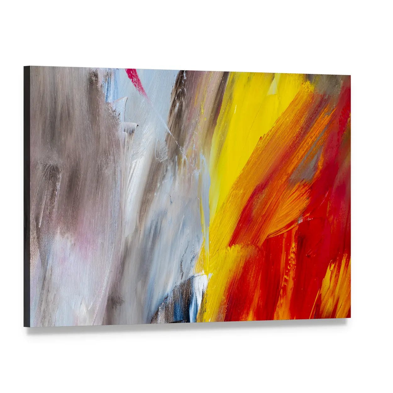 Textured Multicolored Abstract Painting Canvas Wall Art, single panel gallery wrapped canvas, angled product view