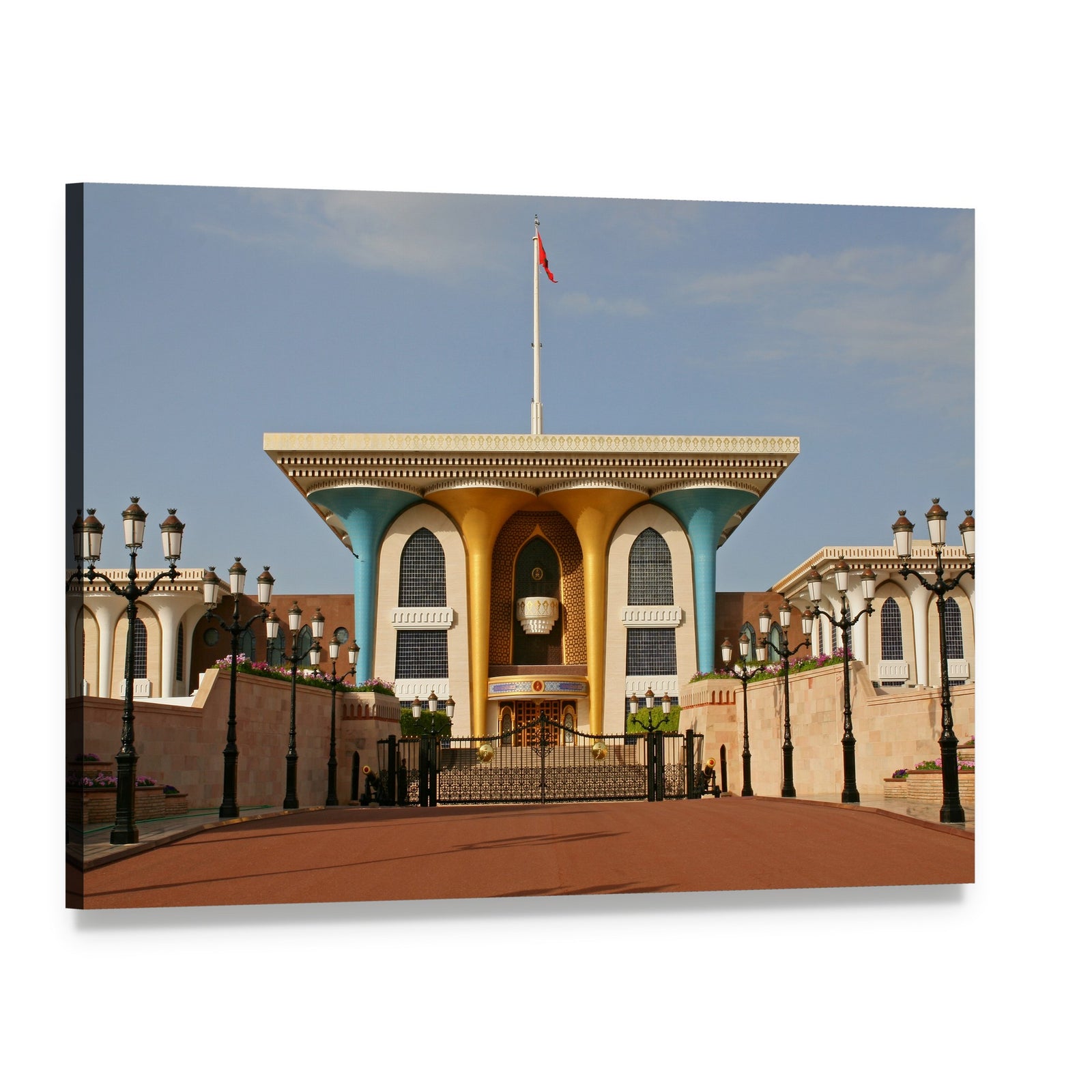 Palace of Sultan Al Qaboos, Muscat Canvas Wall Art, single panel gallery wrapped canvas, angled product view