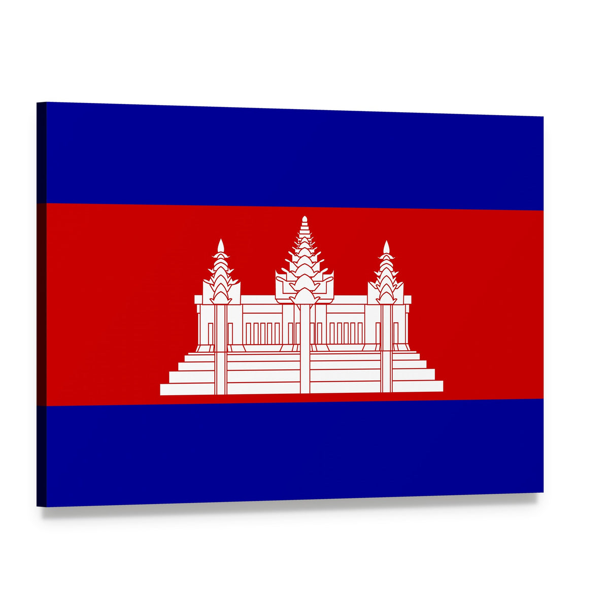 Cambodia Flag with Angkor Wat Canvas Wall Art, single panel gallery wrapped canvas, angled product view