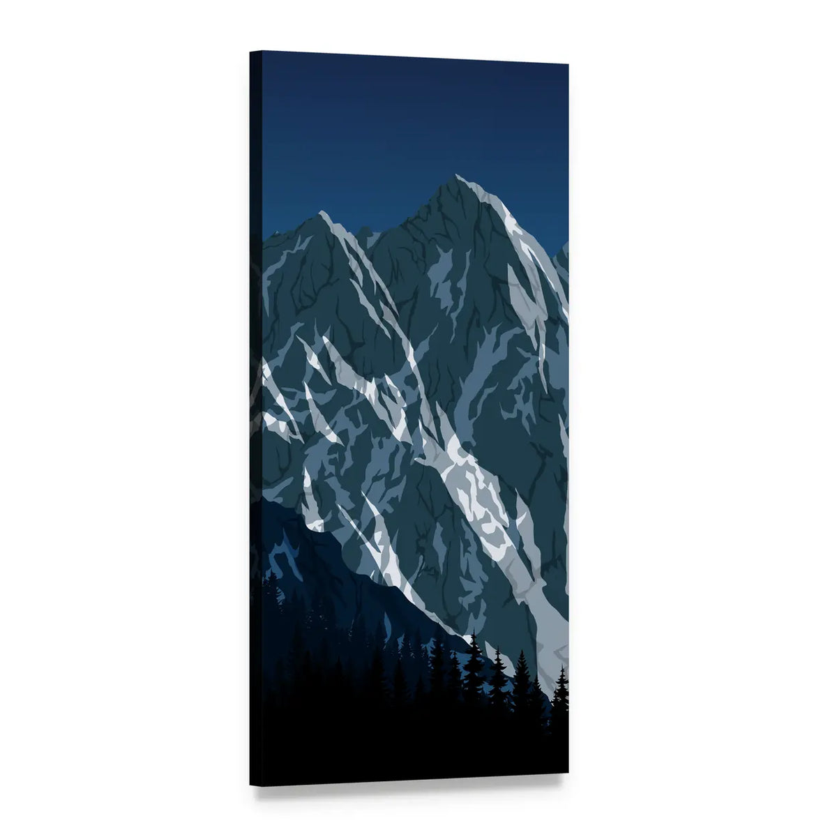 Himalayan Mountain Landscape Vertical Canvas Wall Art, 1 panel 1 Vertical layout gallery wrapped canvas set, angled product view