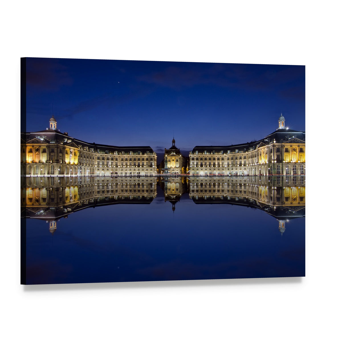 Bordeaux Reflection in Water Canvas Wall Art, single panel gallery wrapped canvas, angled product view