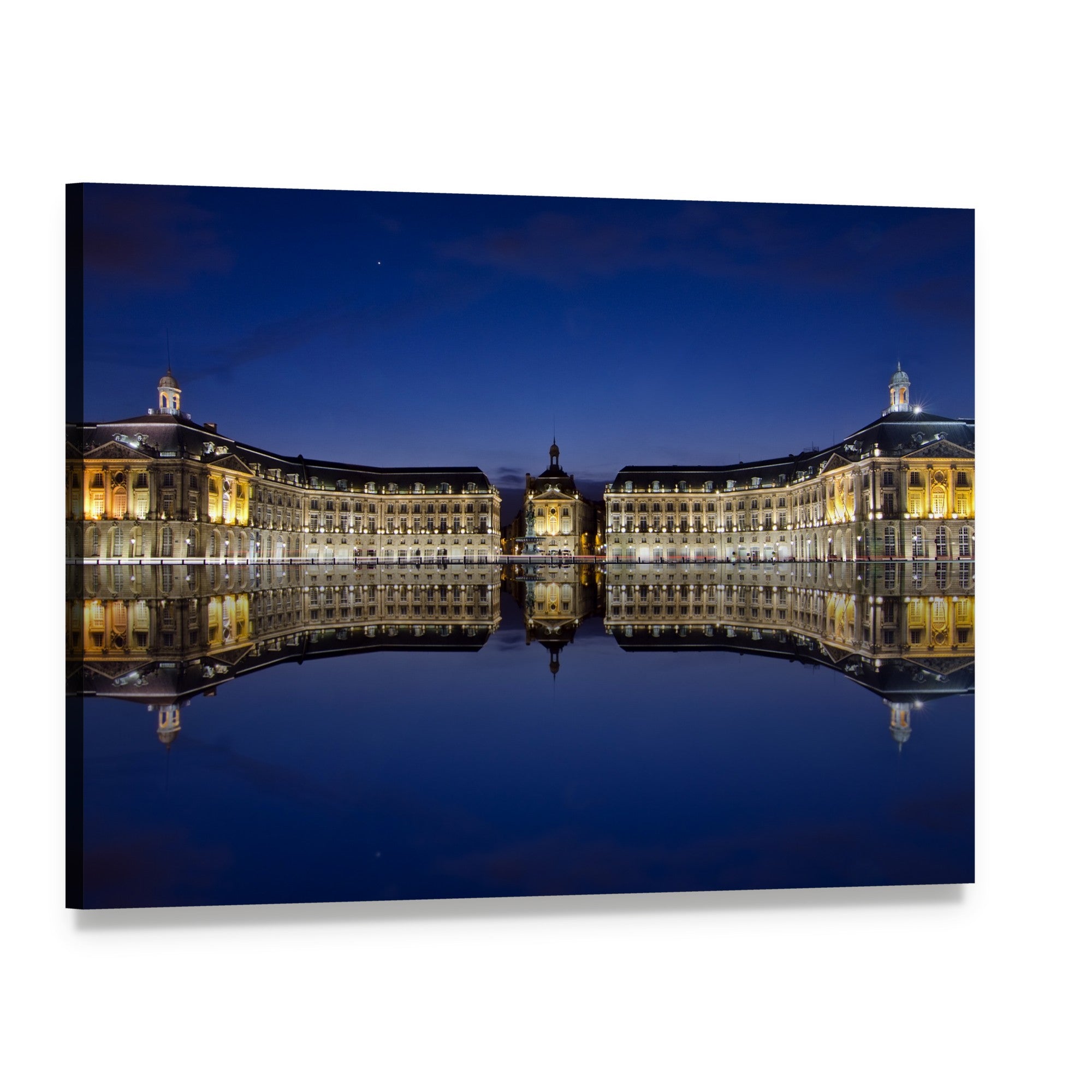 Bordeaux Reflection in Water Canvas Wall Art, single panel gallery wrapped canvas, angled product view