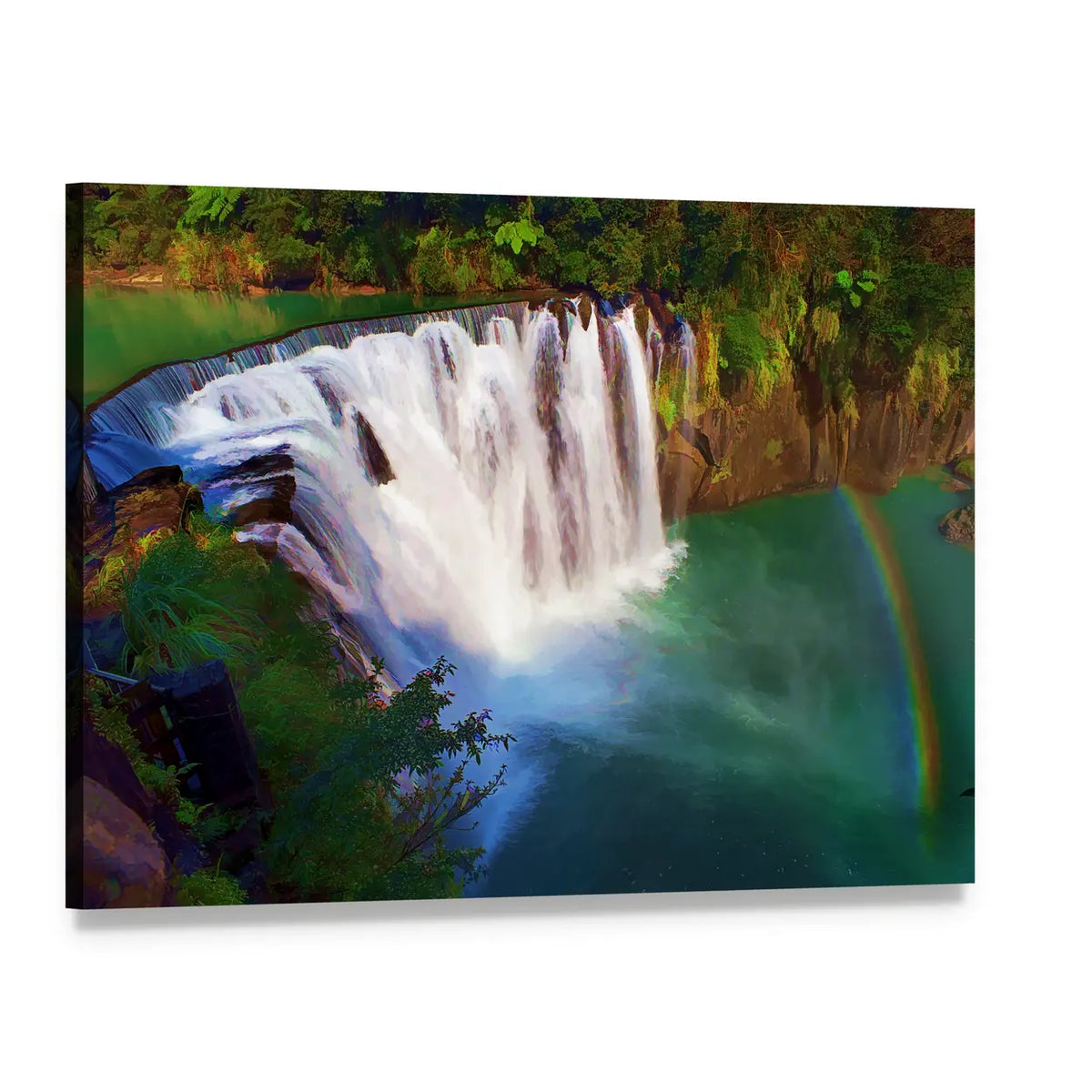 Shifen Waterfall Painting, Taiwan Canvas Wall Art, single panel gallery wrapped canvas, angled product view