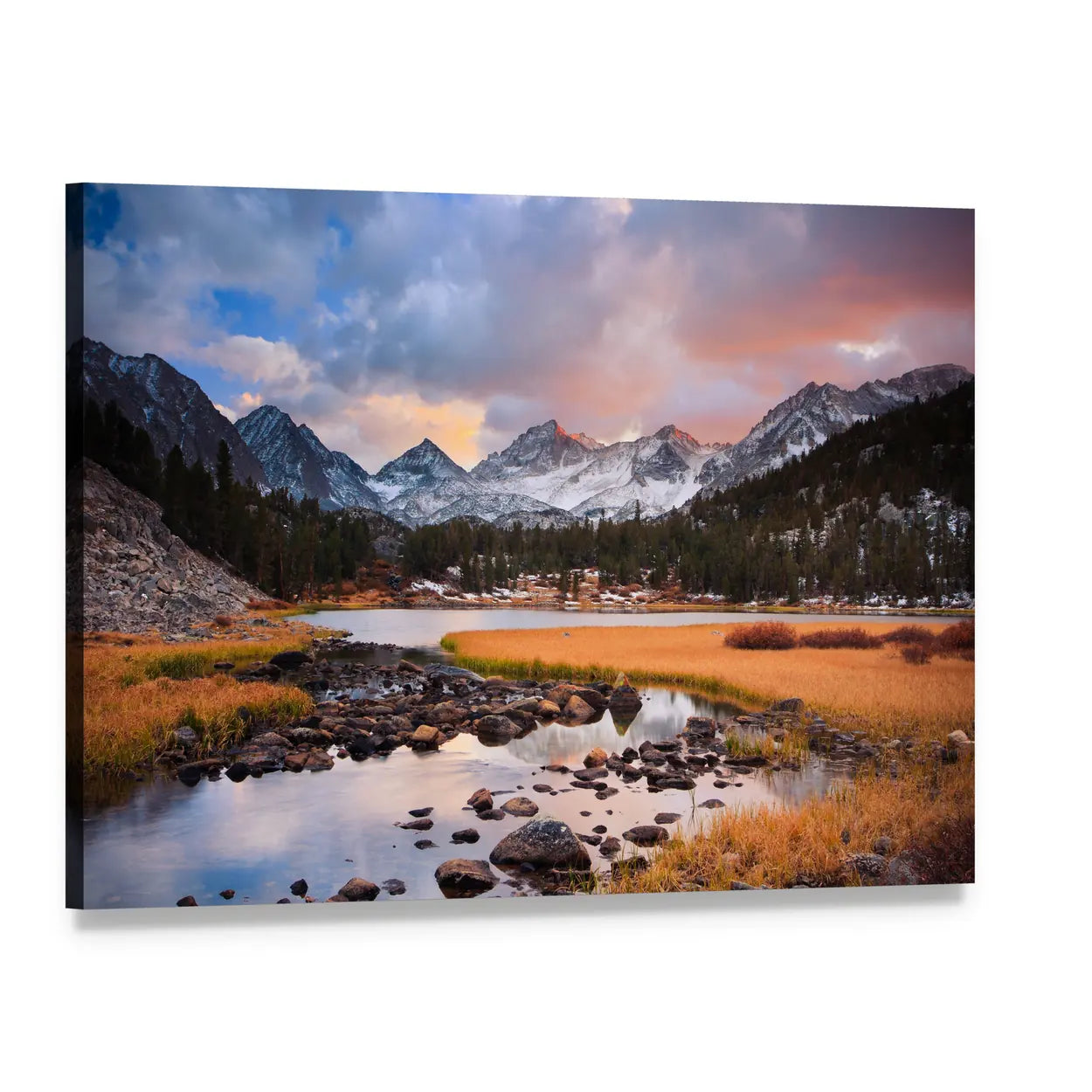 Siberian Mountain at Sunset Canvas Wall Art, single panel gallery wrapped canvas, angled product view