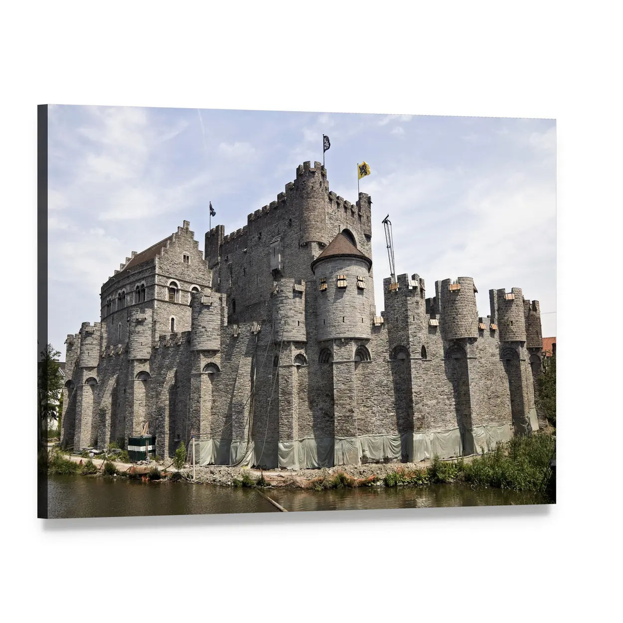 Gravensteen Castle, Ghent Canvas Wall Art, single panel gallery wrapped canvas, angled product view