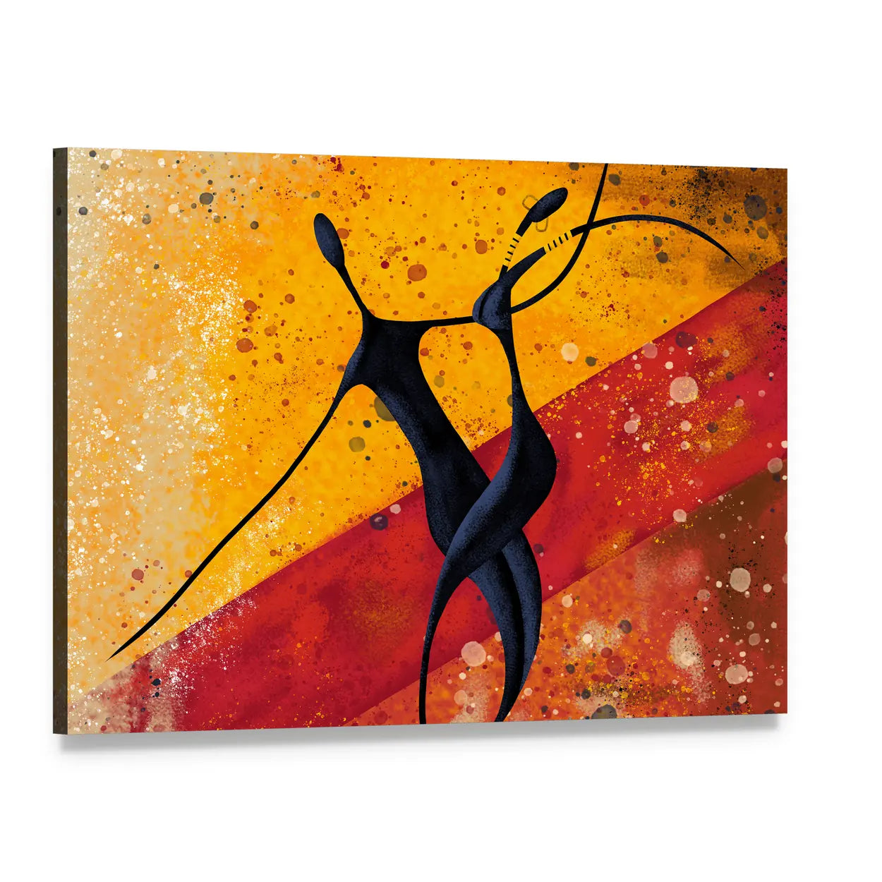 African Couple Dance Canvas Wall Art, single panel gallery wrapped canvas, angled product view