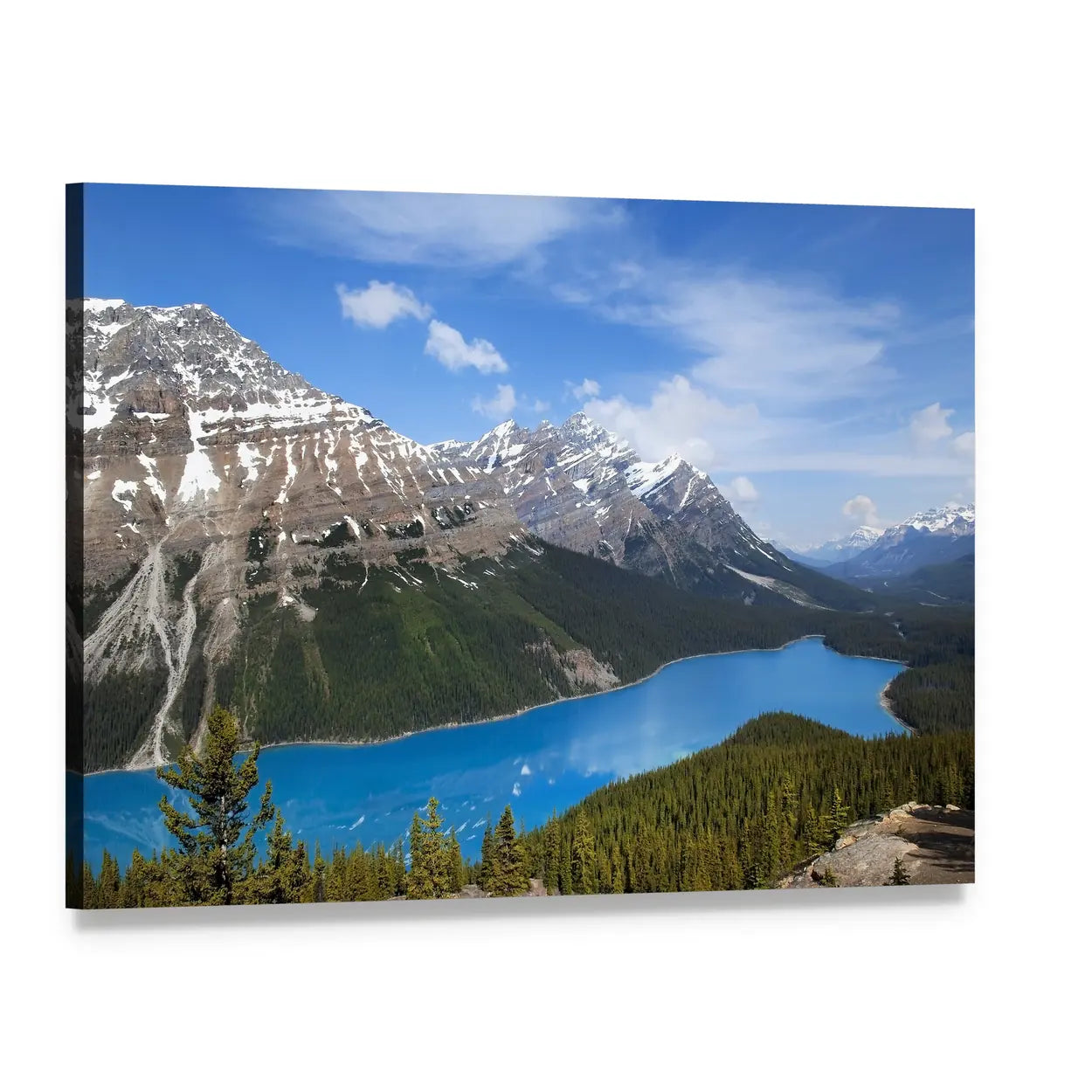 Emerald Lake Alberta Canvas Wall Art, single panel gallery wrapped canvas, angled product view