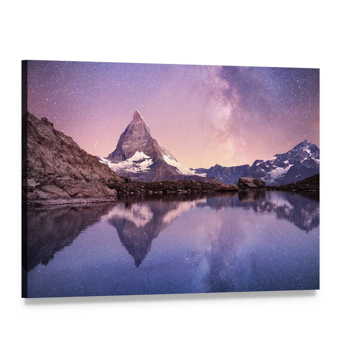 Milky Way Over Matterhorn Canvas Wall Art, single panel gallery wrapped canvas, angled product view