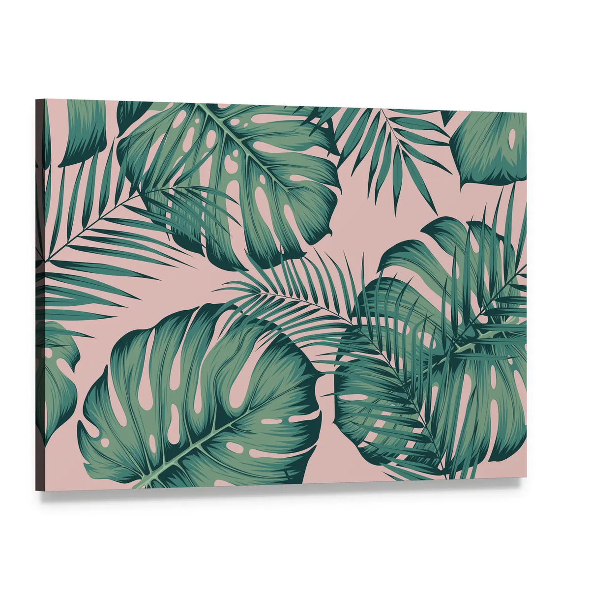 Areca Palm Leaf Design Canvas Wall Art, single panel gallery wrapped canvas, angled product view
