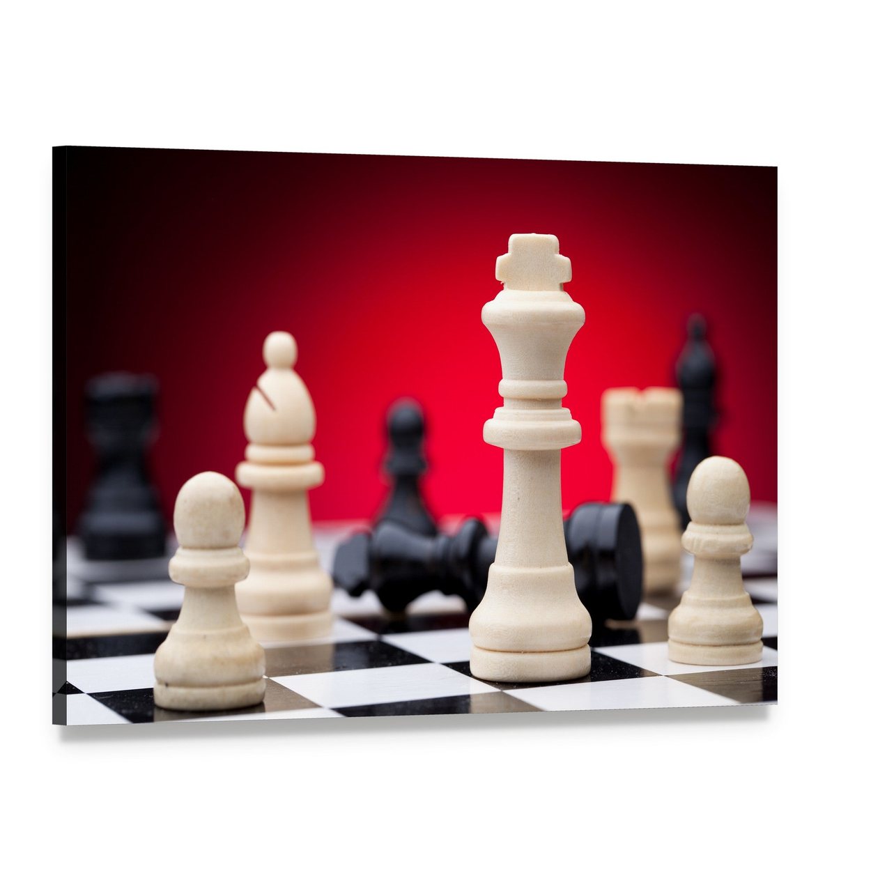 Chess Pieces Canvas Wall Art, single panel gallery wrapped canvas, angled product view