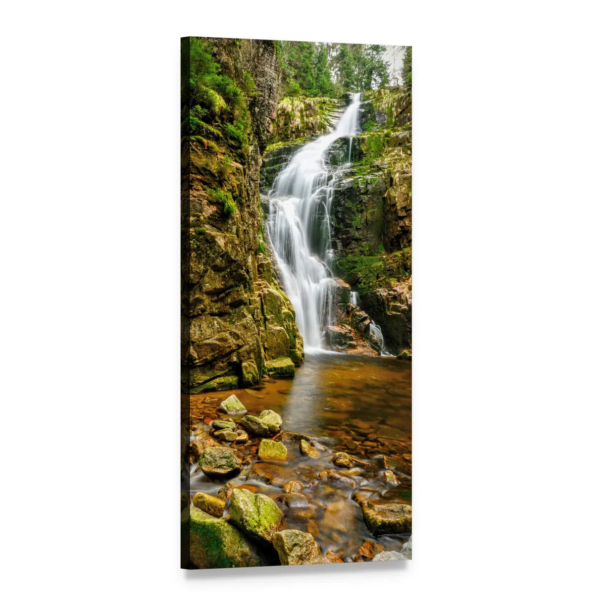 Kamieńczyk Waterfall Vertical Canvas Wall Art, 1 panel 1 Vertical layout gallery wrapped canvas set, angled product view