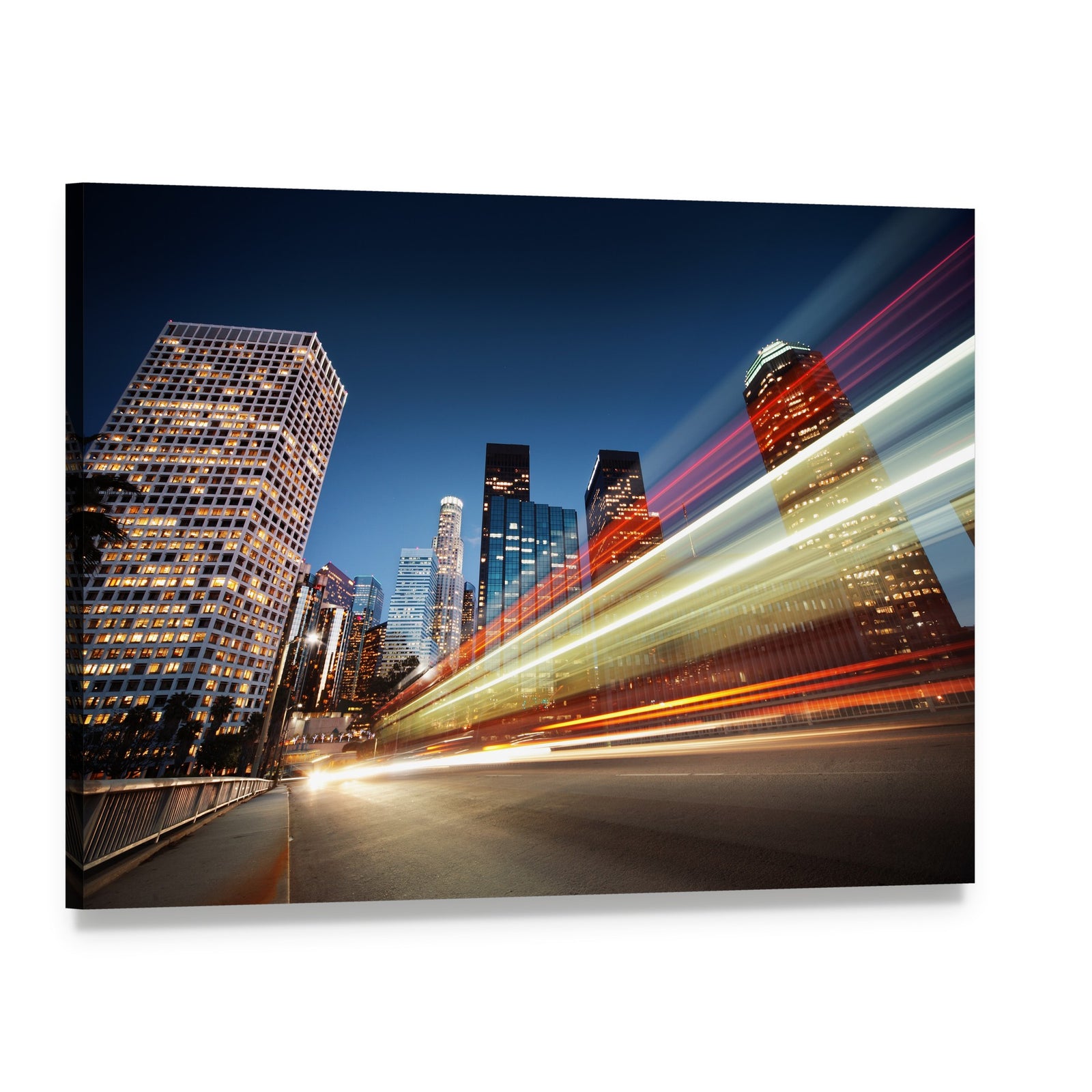 Blurred Bus Speeding Canvas Wall Art, single panel gallery wrapped canvas, angled product view