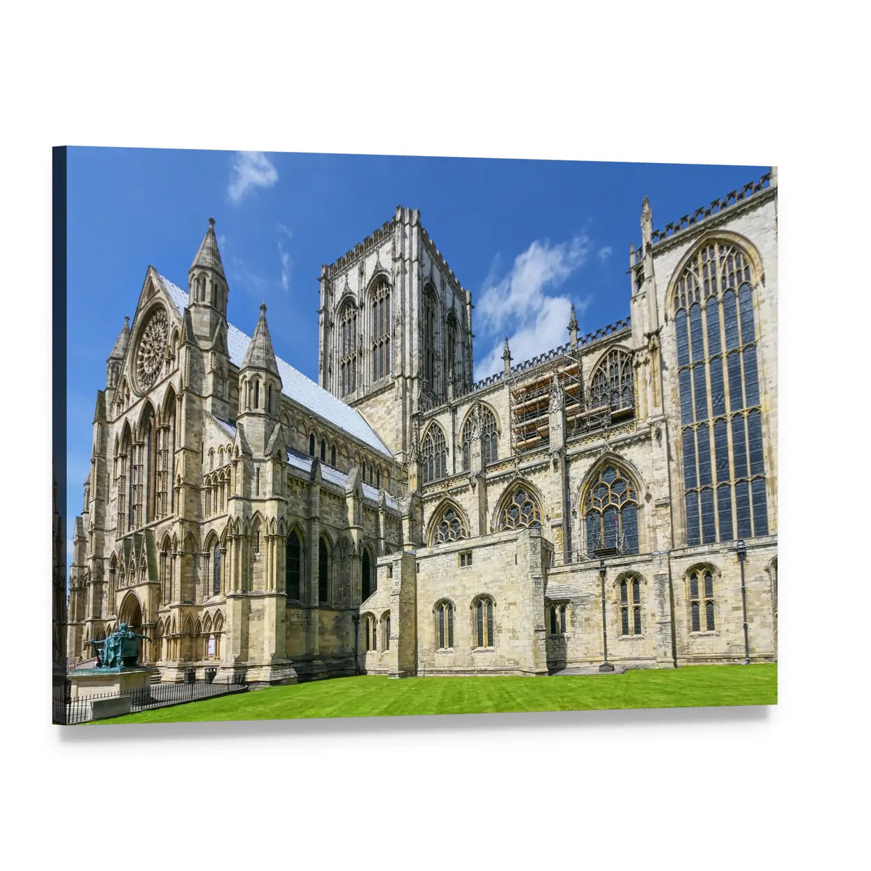 York Minster Gothic Cathedral Photography Canvas Wall Art, single panel gallery wrapped canvas, angled product view
