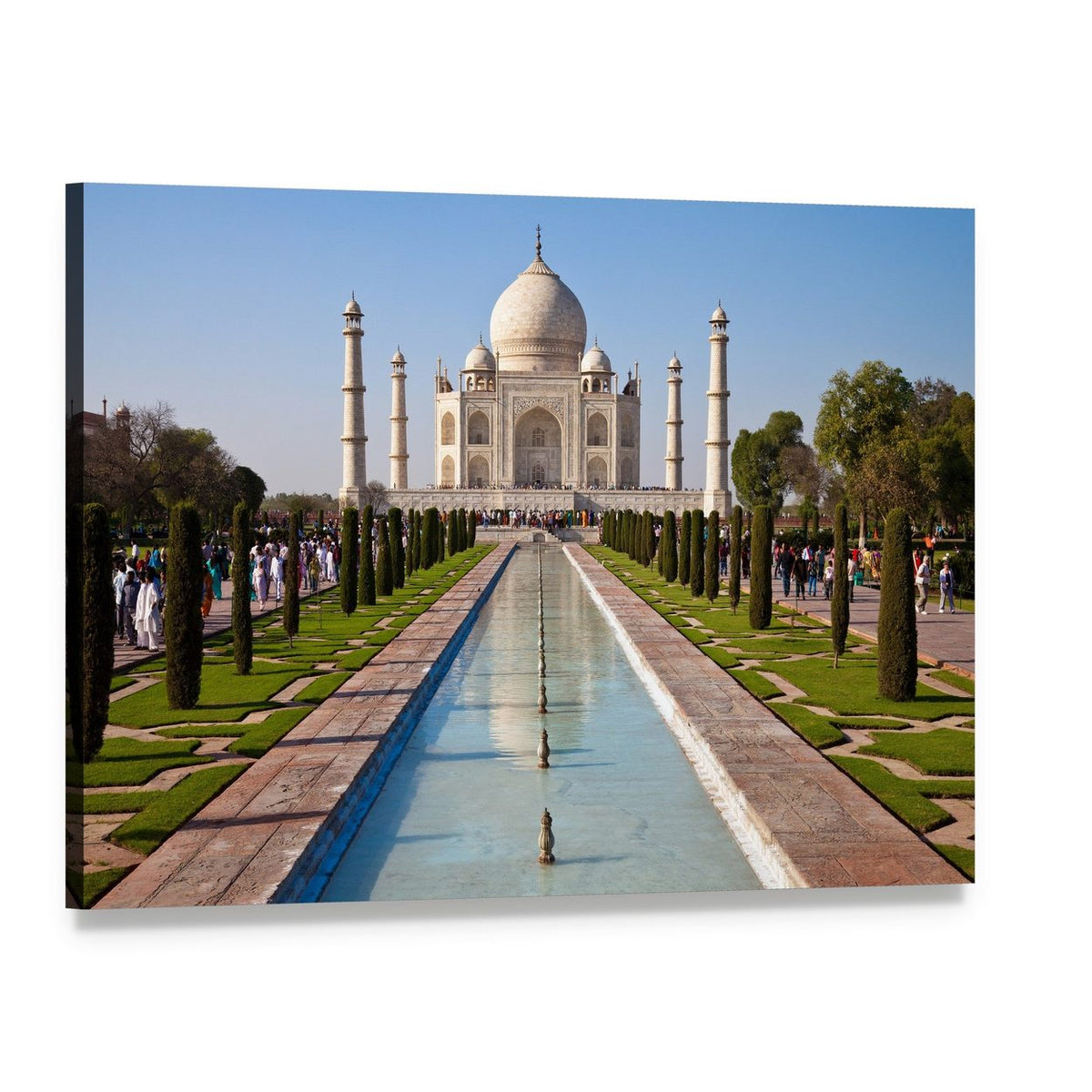 Taj Mahal in India Canvas Wall Art, single panel gallery wrapped canvas, angled product view