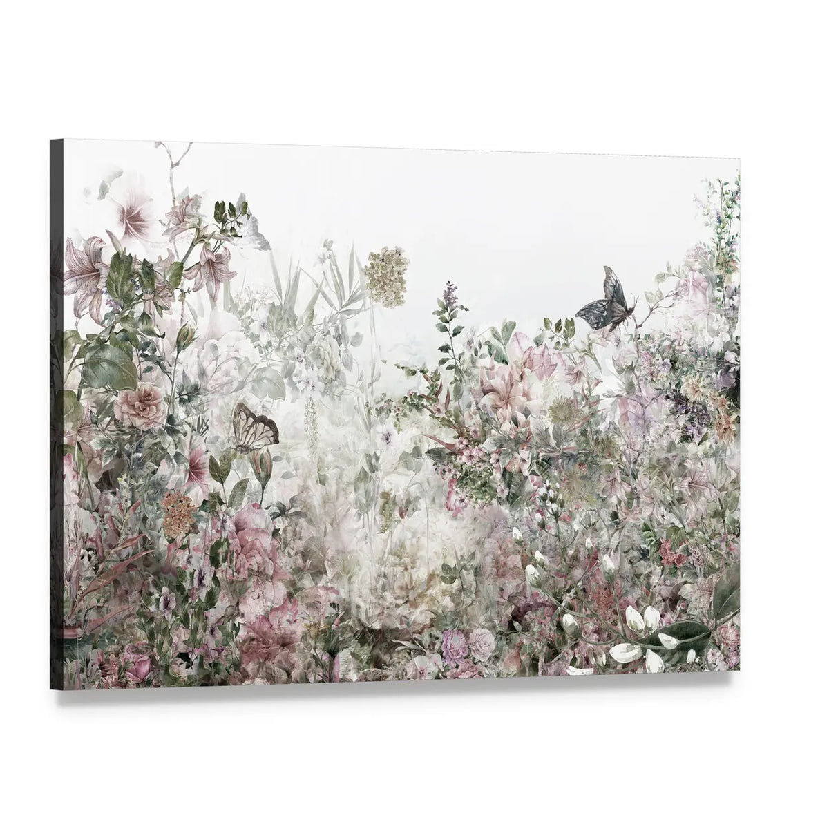 Watercolor Spring Flowers Canvas Wall Art, single panel gallery wrapped canvas, angled product view