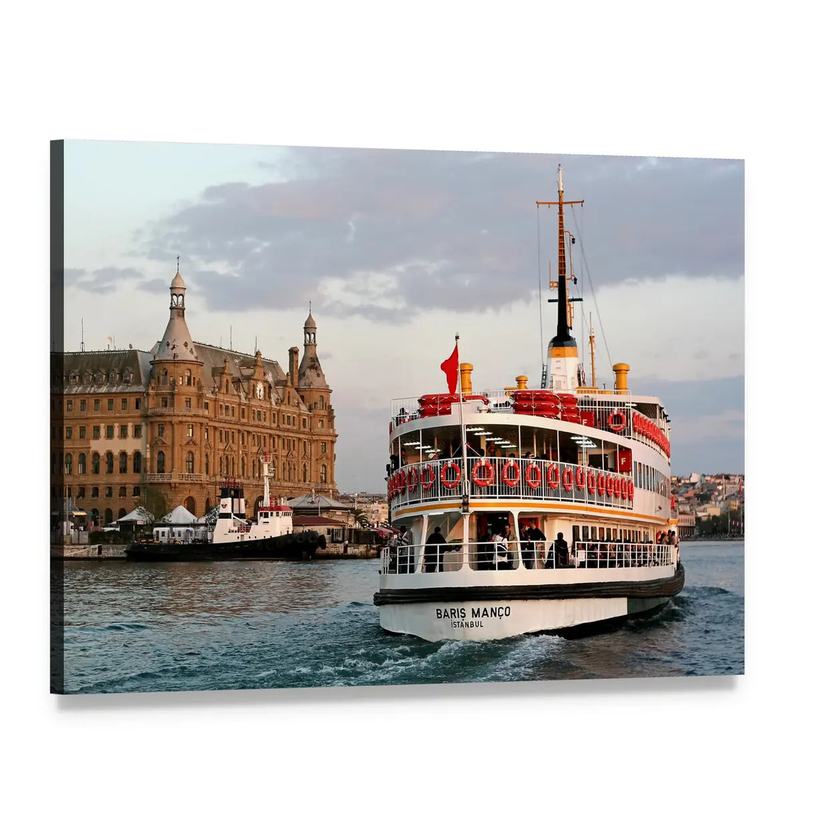 Sailing Into Haydarpasa, Istanbul Canvas Wall Art, single panel gallery wrapped canvas, angled product view