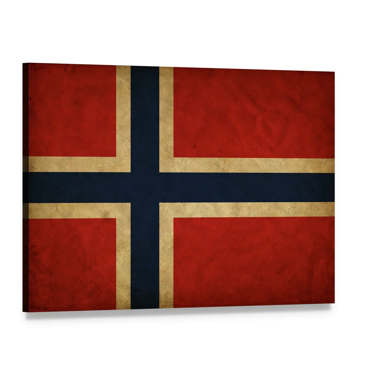 Grunge Norway Flag Canvas Wall Art, single panel gallery wrapped canvas, angled product view