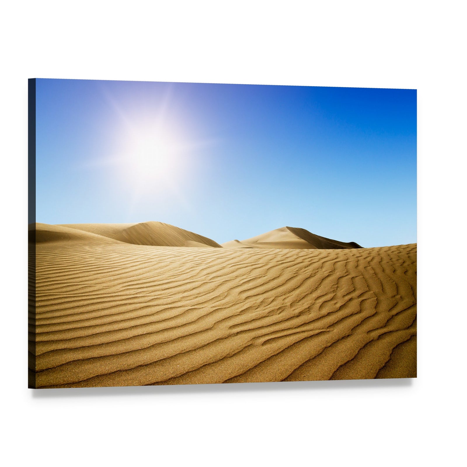 Golden Desert Dunes at Sunset Canvas Wall Art, single panel gallery wrapped canvas, angled product view