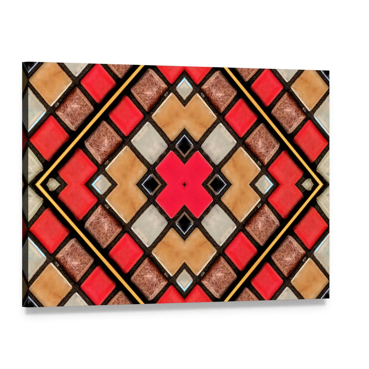 Small Cubic Tile Mosaic Canvas Wall Art, single panel gallery wrapped canvas, angled product view