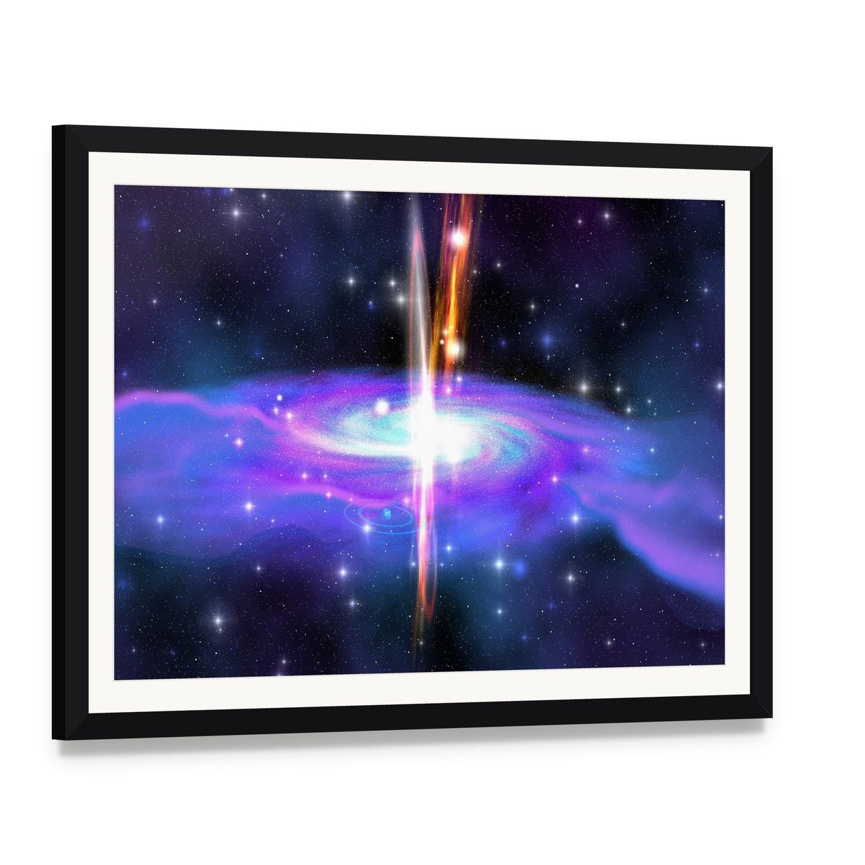 Gamma Ray Burst Canvas Wall Art, framed print with white mat and black frame, angled product view