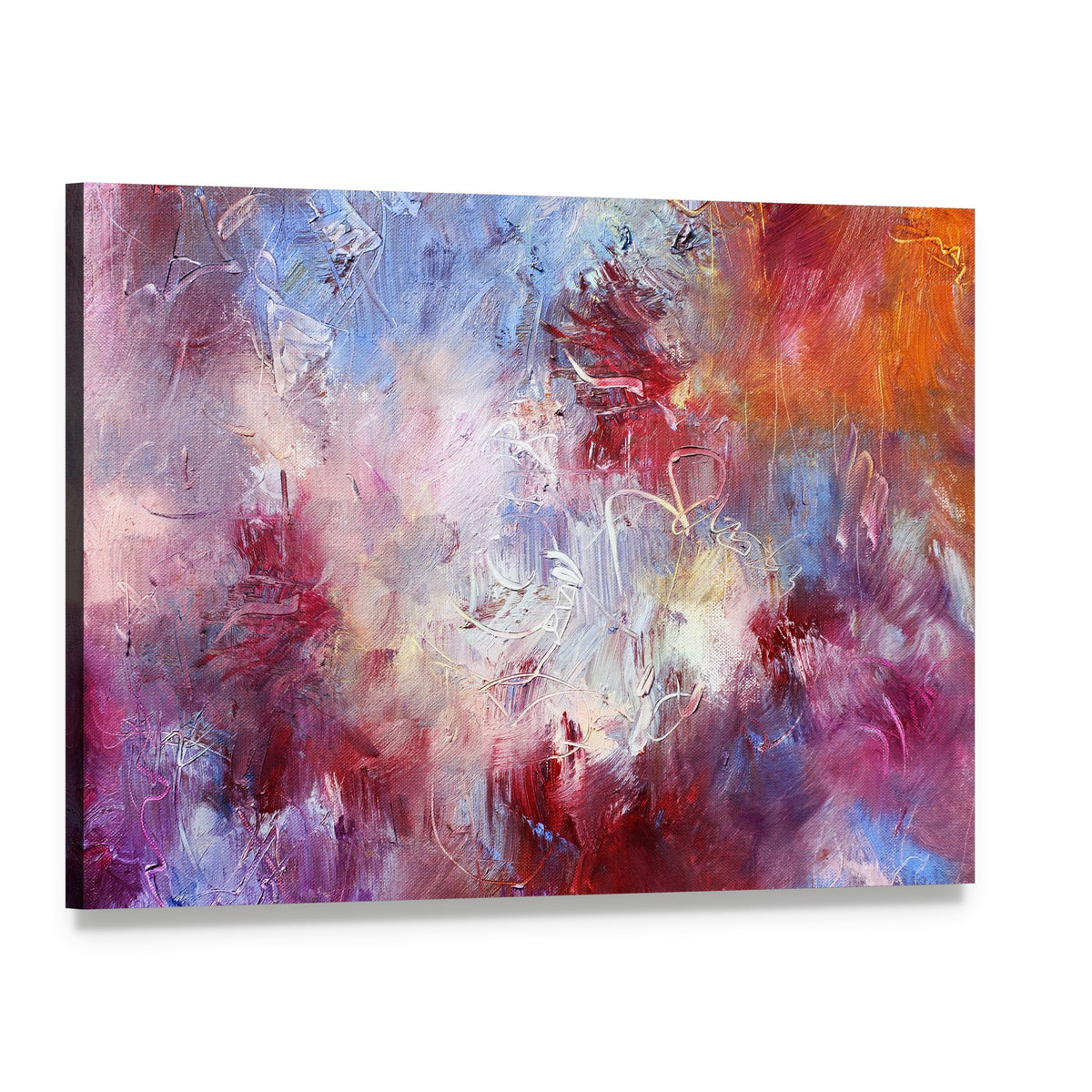 Abstract Oil Paint Texture Canvas Wall Art, single panel gallery wrapped canvas, angled product view