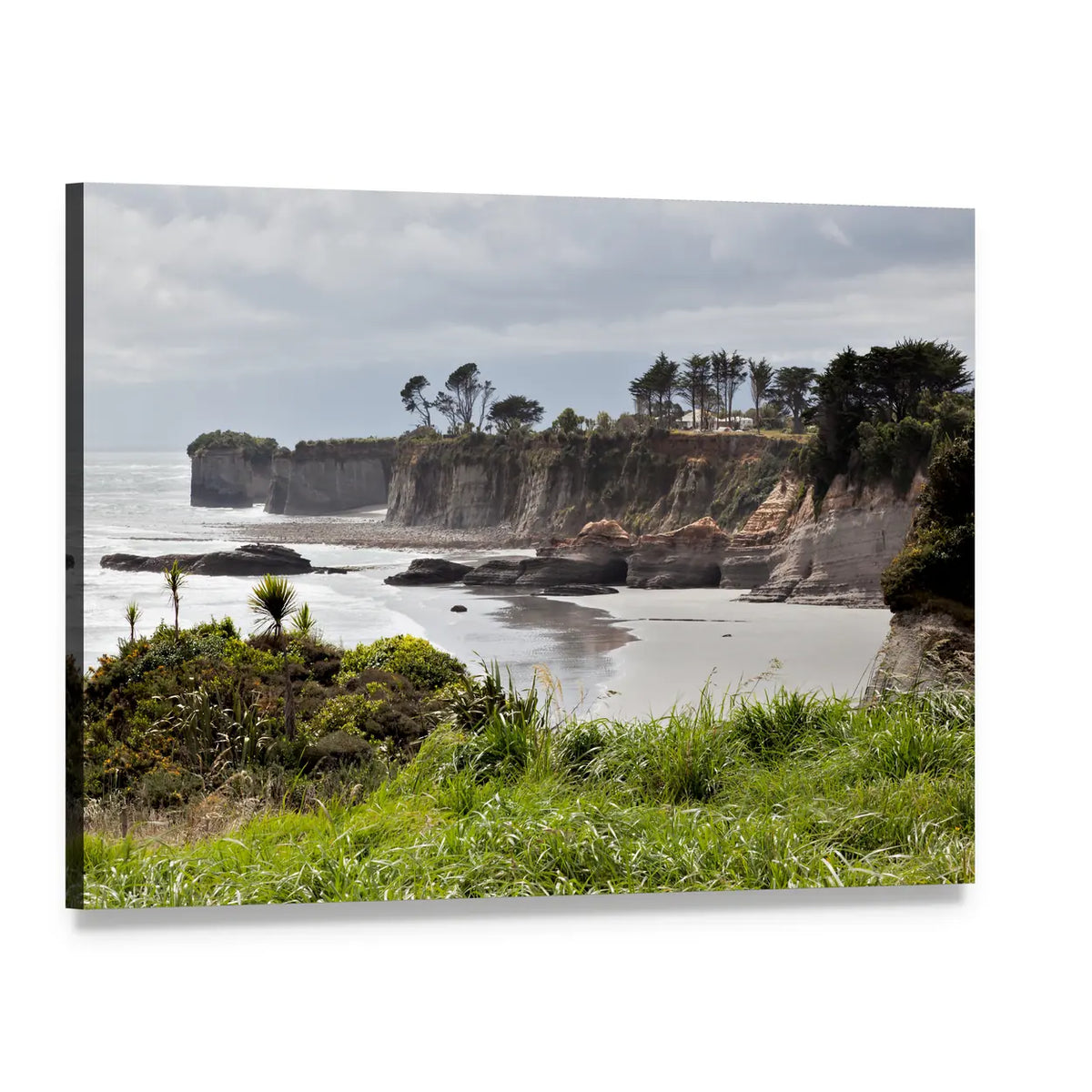 Cape Foulwind Cliffs, New Zealand Canvas Wall Art, single panel gallery wrapped canvas, angled product view