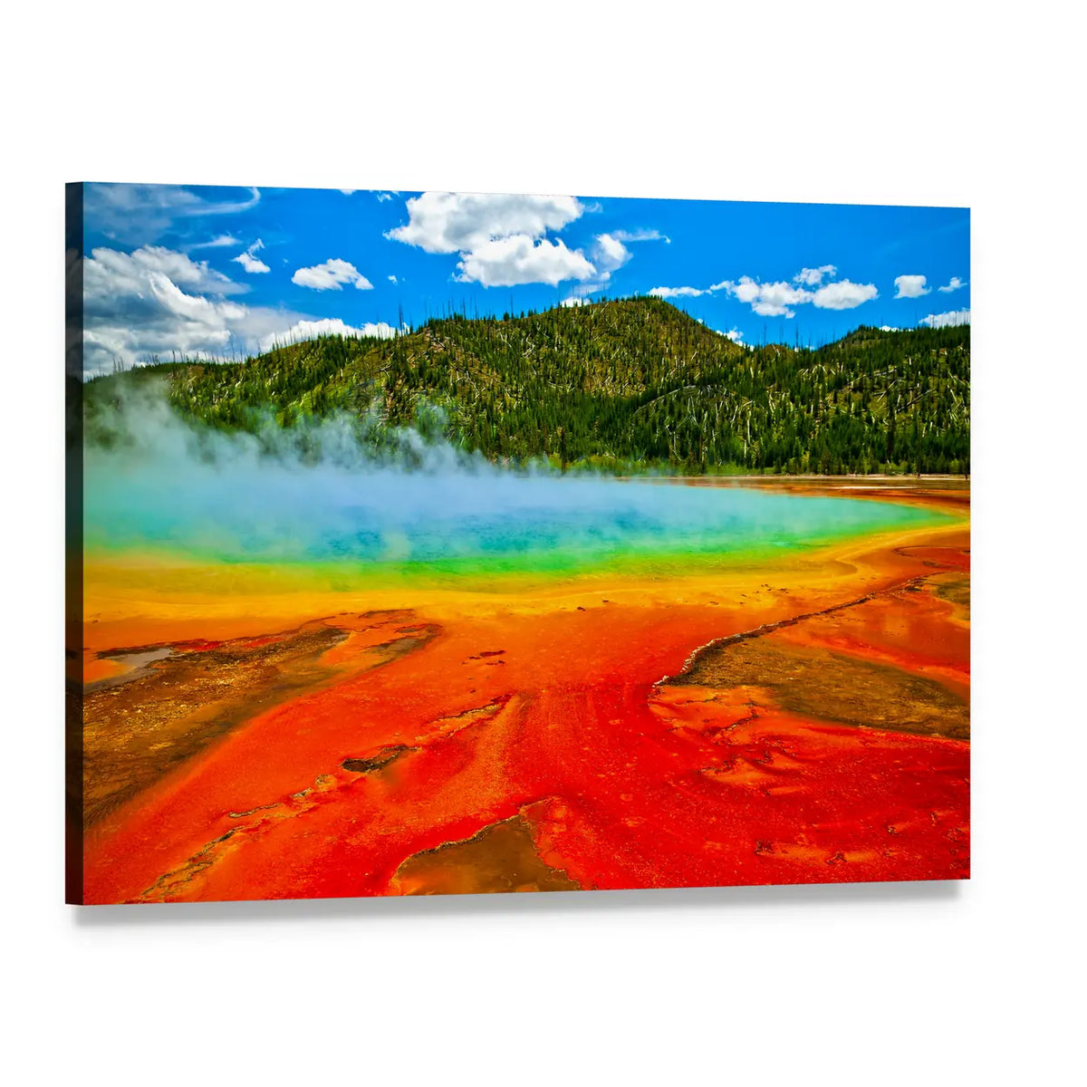 Cerulean Geyser Hot Spring Canvas Wall Art, single panel gallery wrapped canvas, angled product view