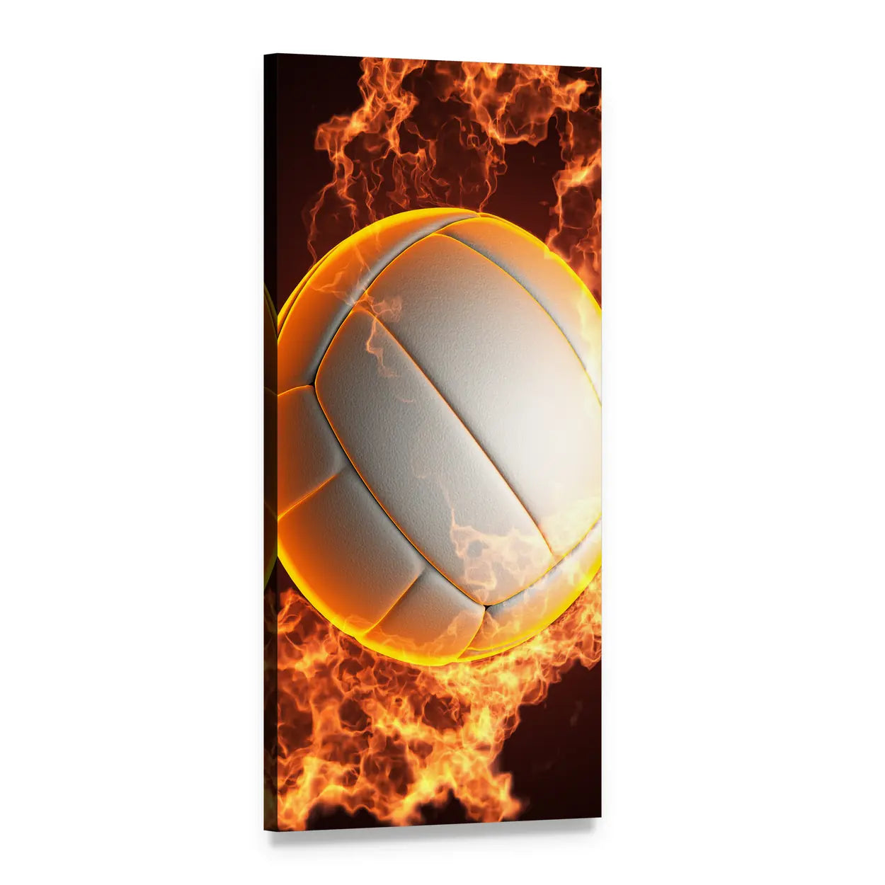 Flaming Volleyball Vertical Canvas Wall Art, 1 panel 1 Vertical layout gallery wrapped canvas set, angled product view