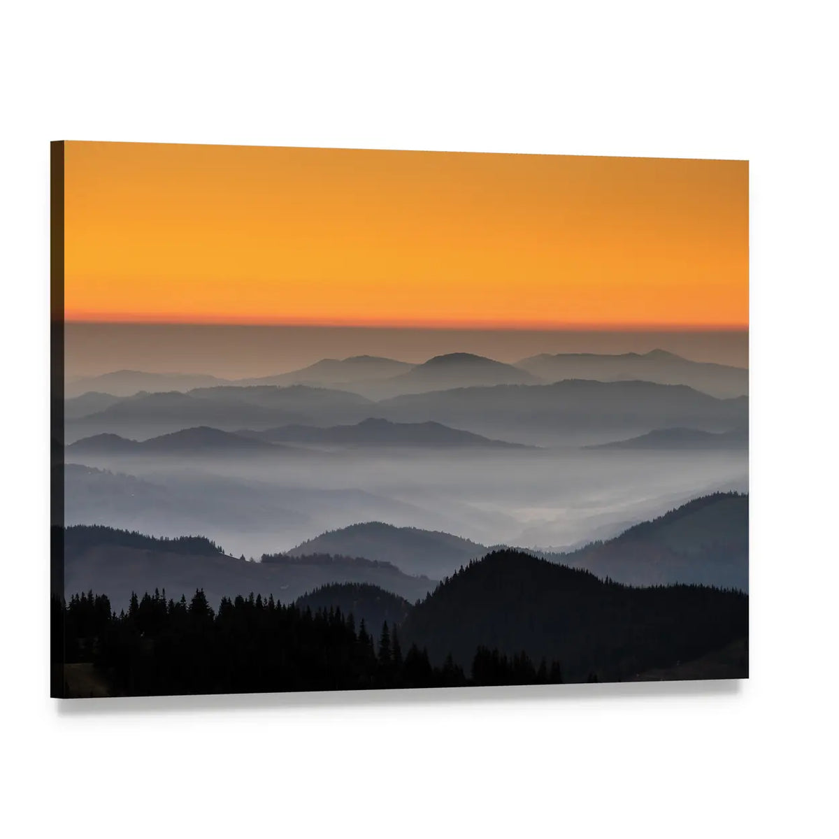 Rarau Mountain At Sunrise In Romania Canvas Wall Art, single panel gallery wrapped canvas, angled product view