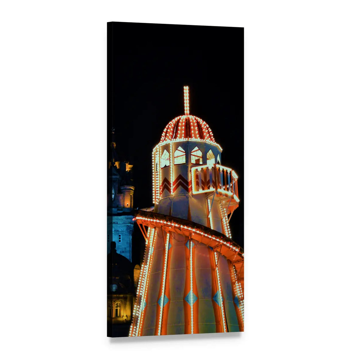 Christmas Helter-skelter with Night Lights Vertical Canvas Wall Art, 1 panel 1 Vertical layout gallery wrapped canvas set, angled product view
