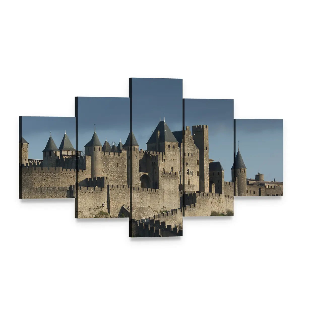 Carcassonne Fortress, France Canvas Wall Art, 5 panel 5 Star layout gallery wrapped canvas set, angled product view