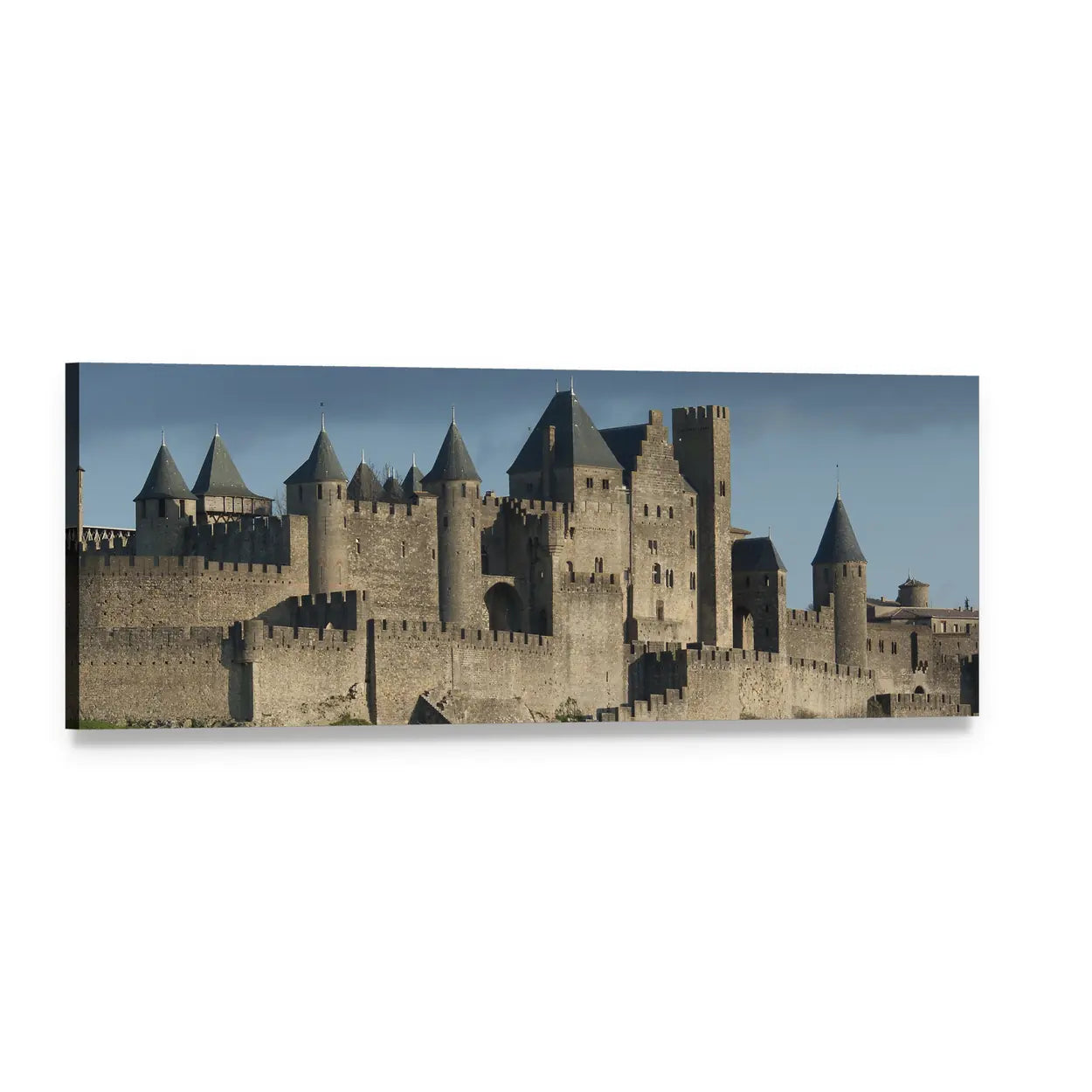 Carcassonne Fortress, France Panoramic Canvas Wall Art, single panel gallery wrapped canvas, angled product view