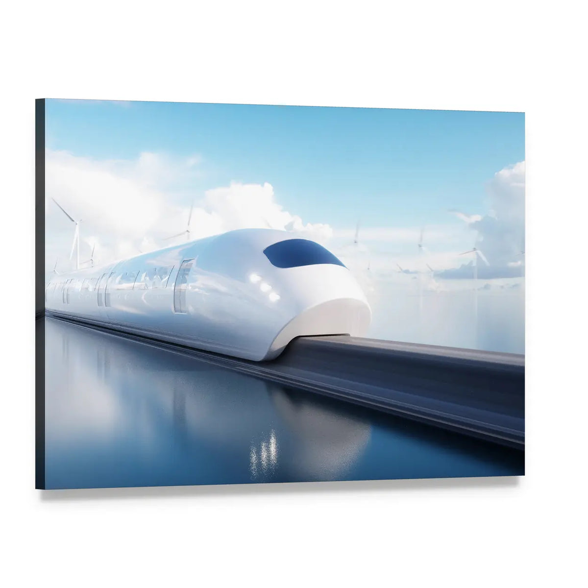 Futuristic High-speed Maglev Train Canvas Wall Art, single panel gallery wrapped canvas, angled product view