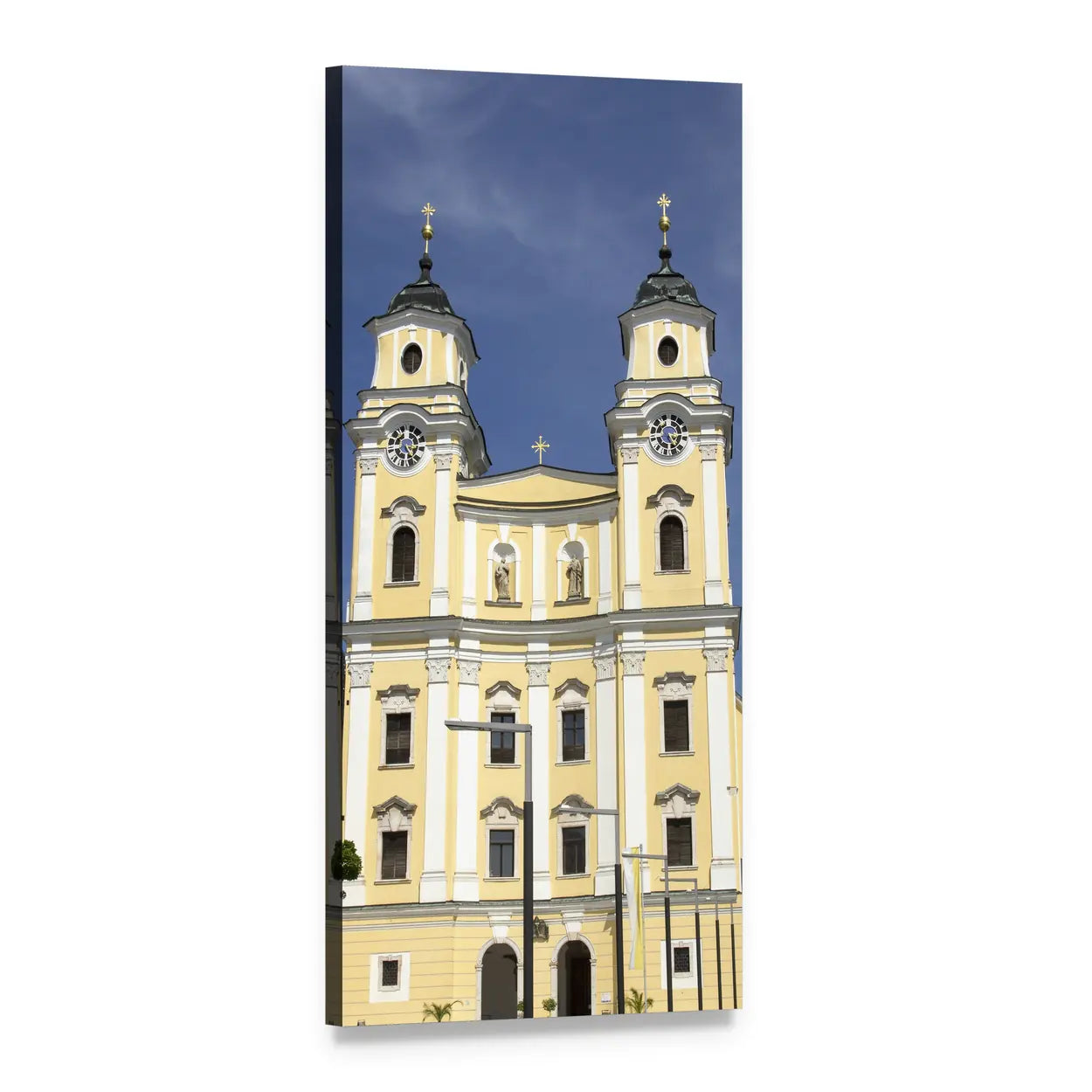 St Michael's Twin Clock Towers Vertical Canvas Wall Art, 1 panel 1 Vertical layout gallery wrapped canvas set, angled product view