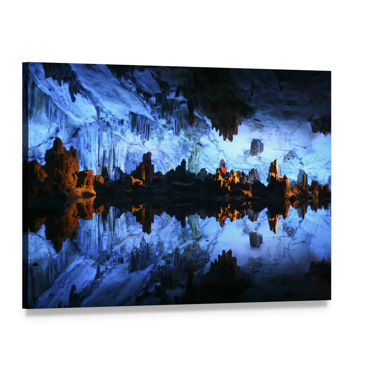 Underground Lake in Reed Flute Cave Canvas Wall Art, single panel gallery wrapped canvas, angled product view