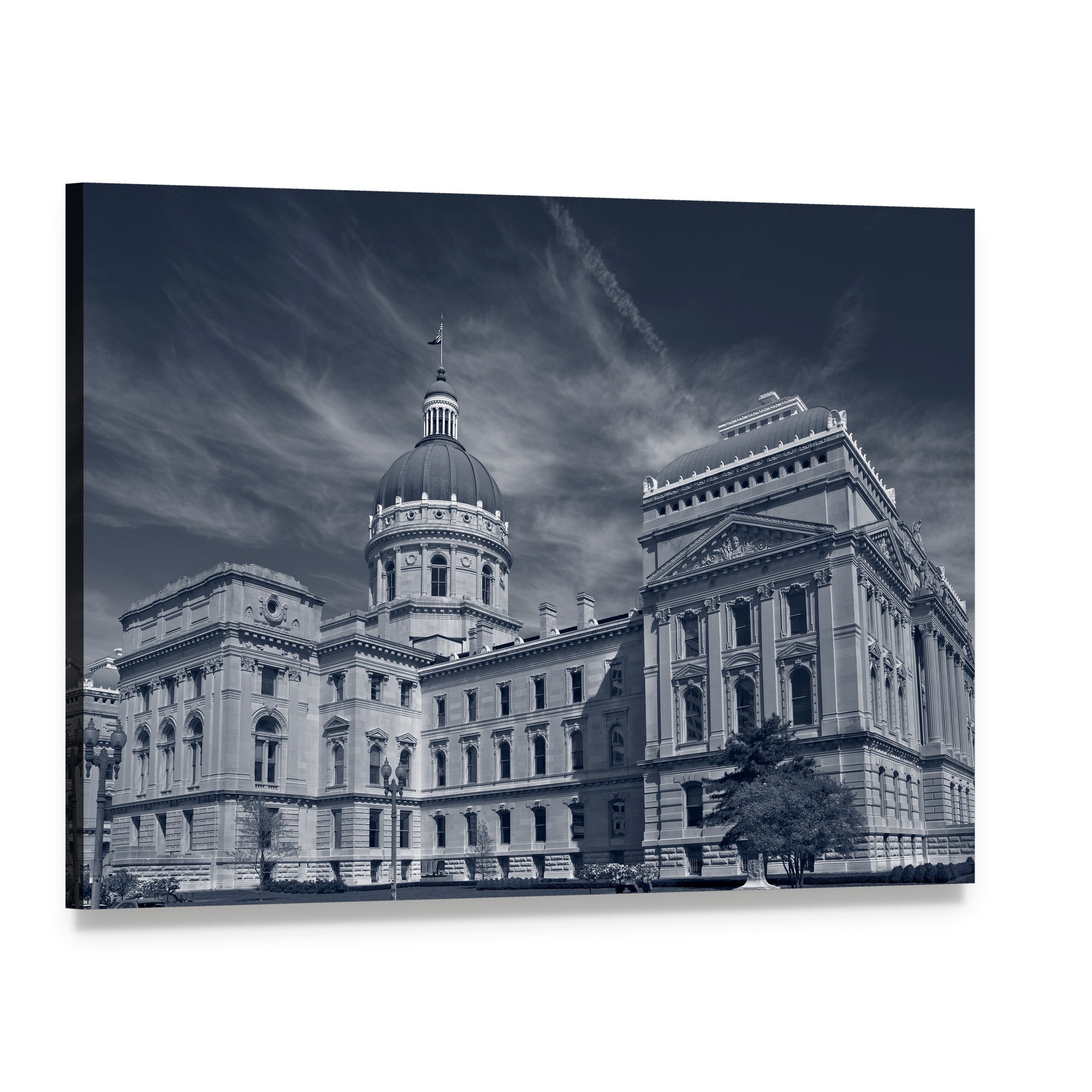 Indiana Capitol Building Architectural Photo Canvas Wall Art, single panel gallery wrapped canvas, angled product view