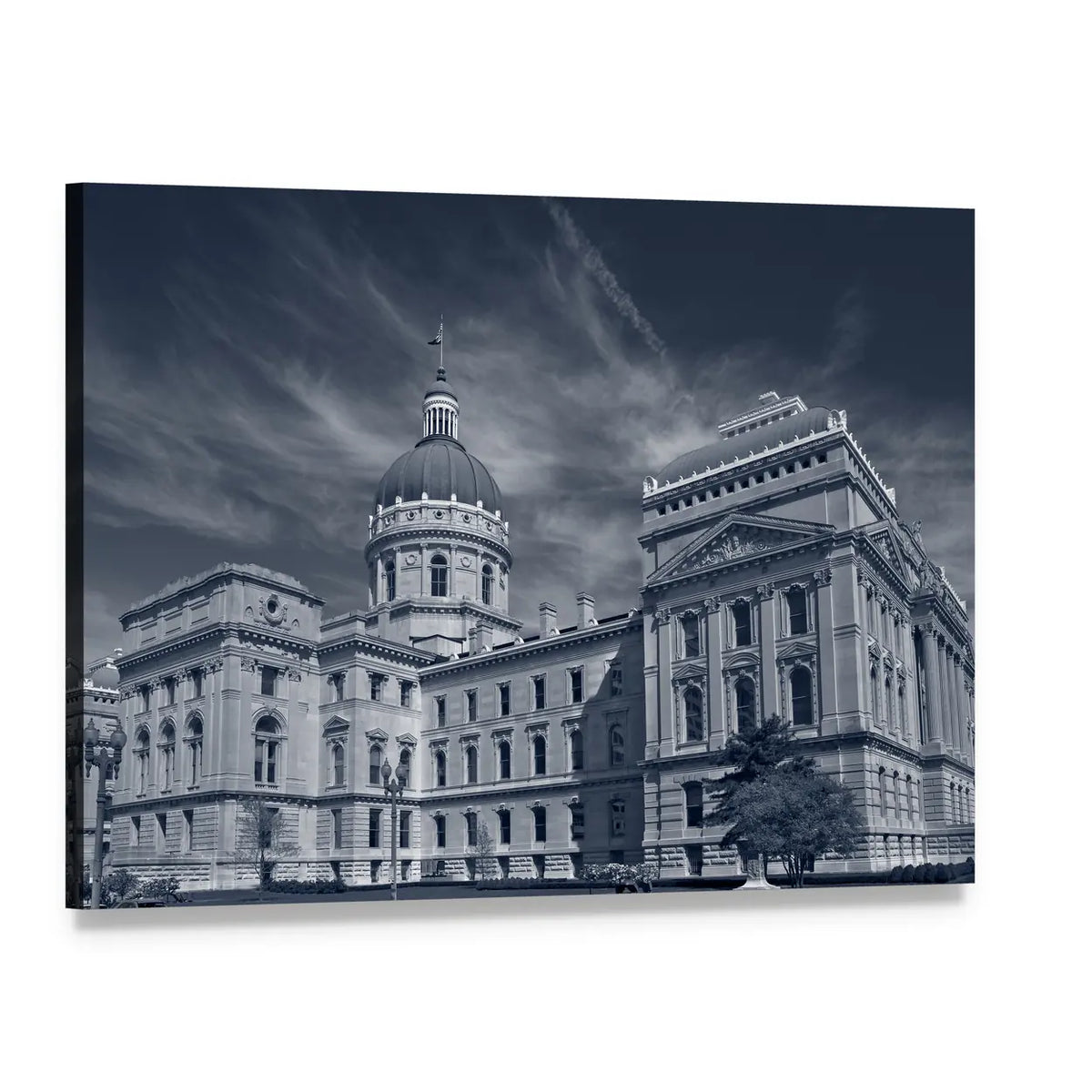 Indiana Capitol Building Canvas Wall Art, single panel gallery wrapped canvas, angled product view