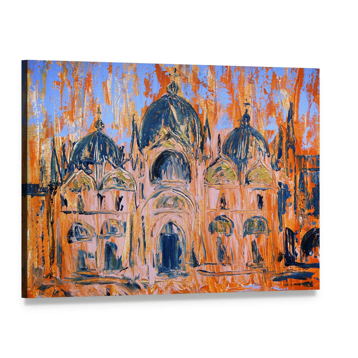 San Marco Square Church, Venice Painterly Study Canvas Wall Art, single panel gallery wrapped canvas, angled product view