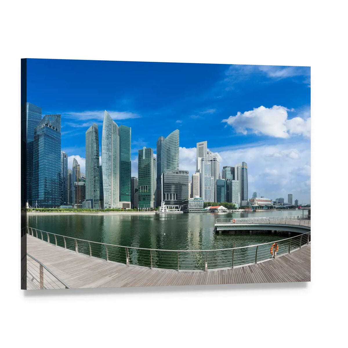 Singapore Marina Bay Business District Skyline Canvas Wall Art, single panel gallery wrapped canvas, angled product view