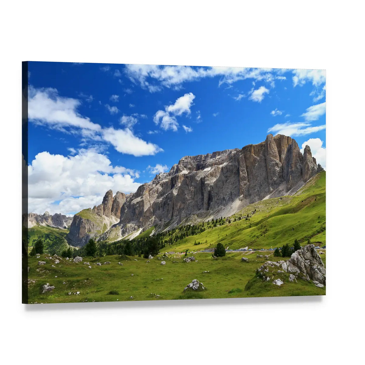 Sella Mountain in the Italian Dolomites Canvas Wall Art, single panel gallery wrapped canvas, angled product view