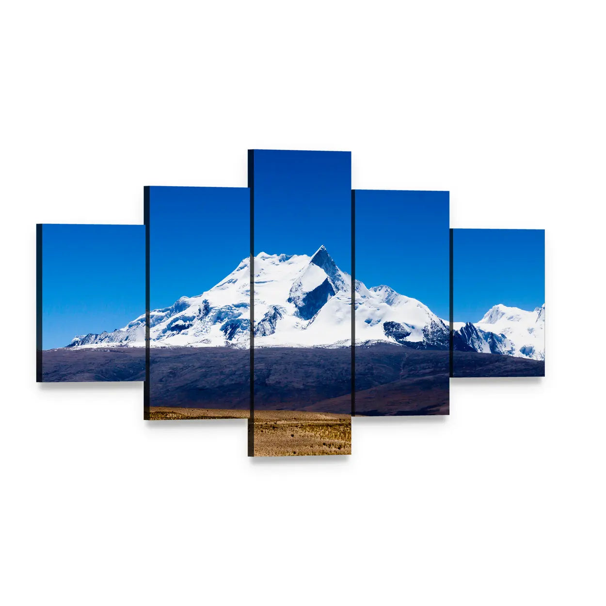 Mt Shishapangma Snow-capped Peaks Canvas Wall Art, 5 panel 5 Star layout gallery wrapped canvas set, angled product view
