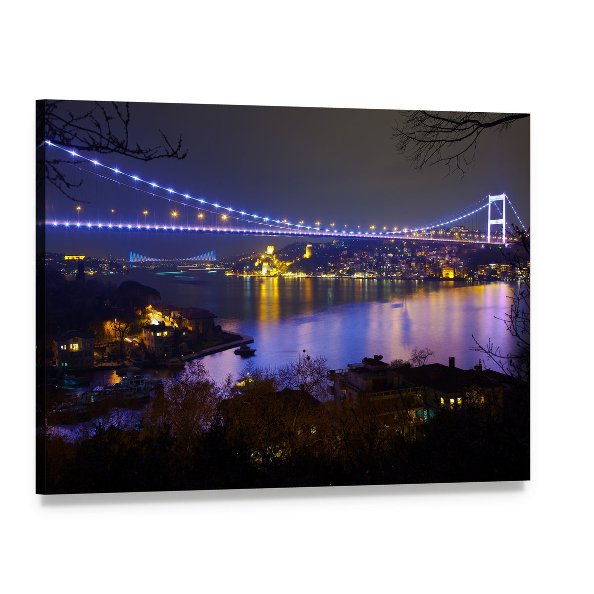 Fatih Sultan Mehmet Bridge Canvas Wall Art, single panel gallery wrapped canvas, angled product view