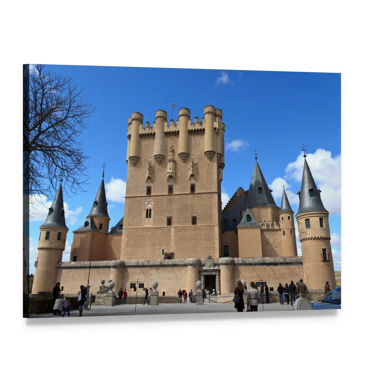 Segovia Castle with Towers and Battlements Canvas Wall Art, single panel gallery wrapped canvas, angled product view