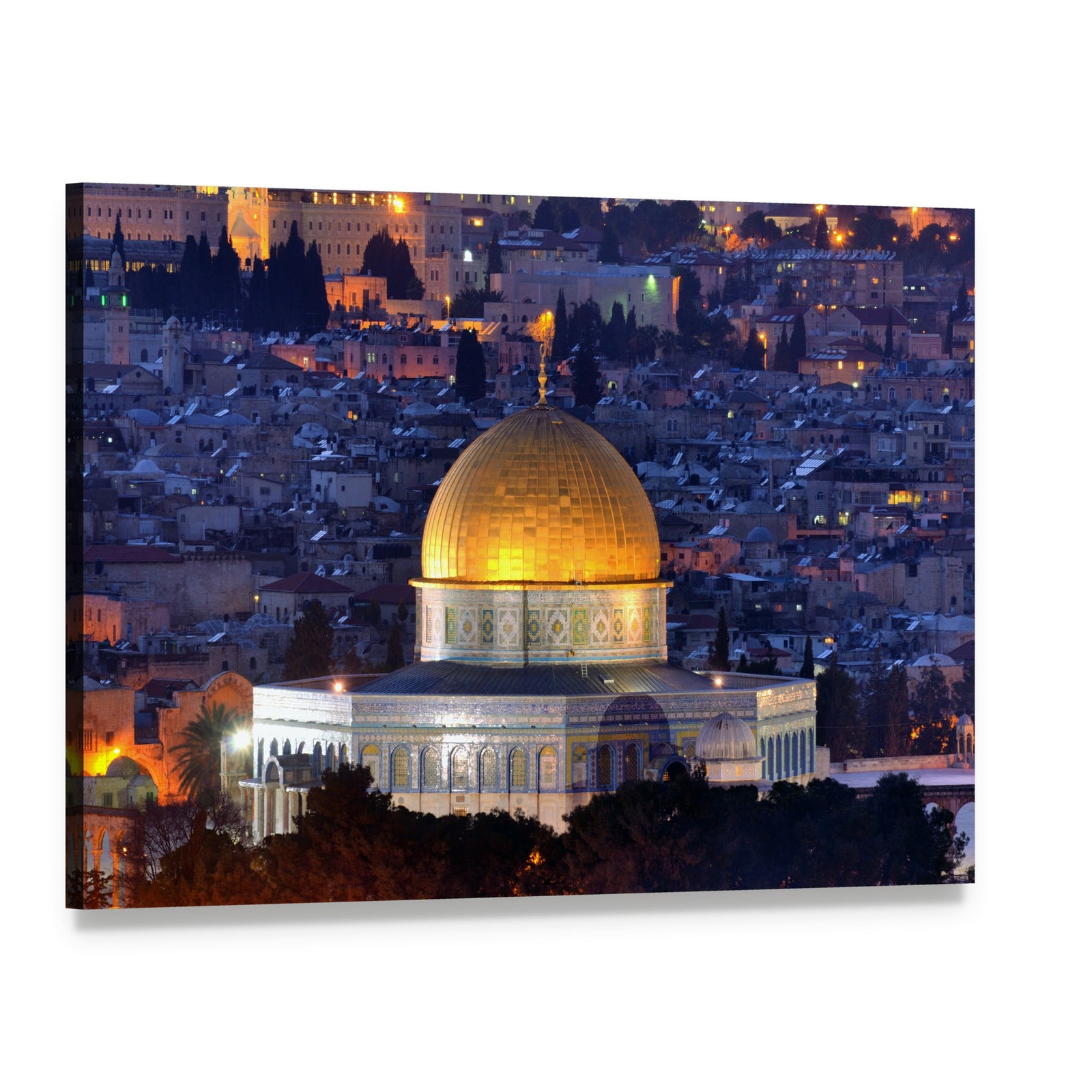 Dome of the Rock, Jerusalem Canvas Wall Art, single panel gallery wrapped canvas, angled product view