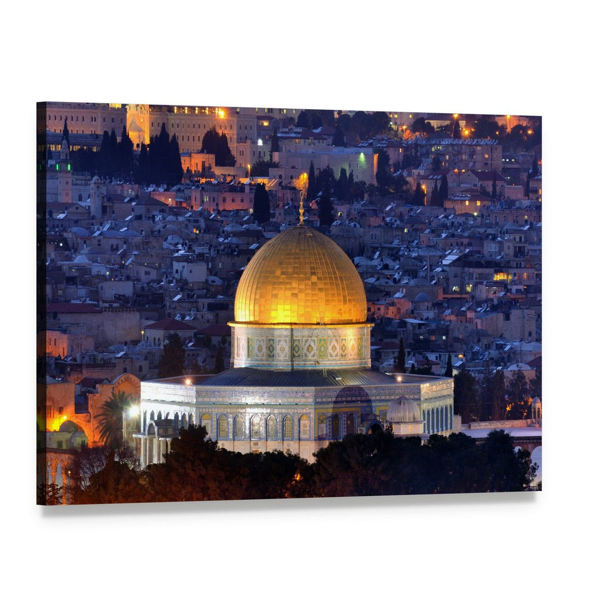 Dome of the Rock, Jerusalem Canvas Wall Art, single panel gallery wrapped canvas, angled product view