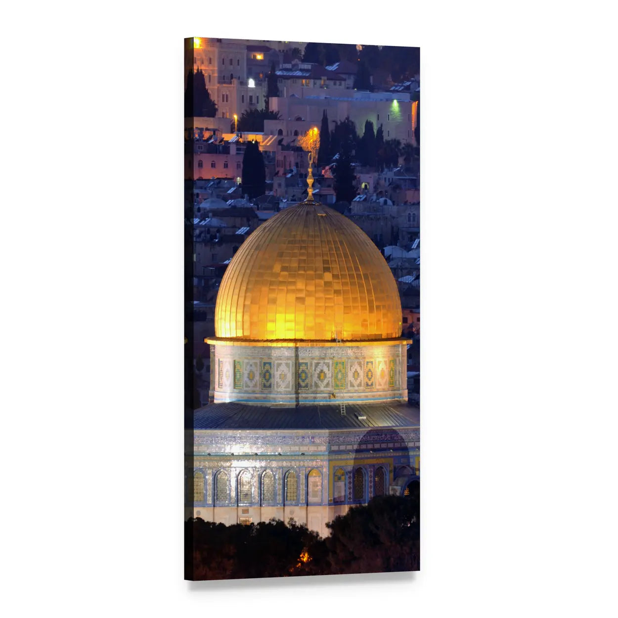 Dome of the Rock, Jerusalem Vertical Canvas Wall Art, 1 panel 1 Vertical layout gallery wrapped canvas set, angled product view