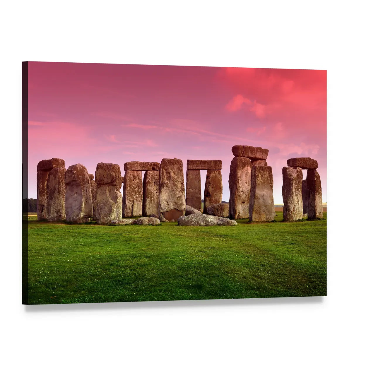 Stonehenge at Sunset Canvas Wall Art, single panel gallery wrapped canvas, angled product view