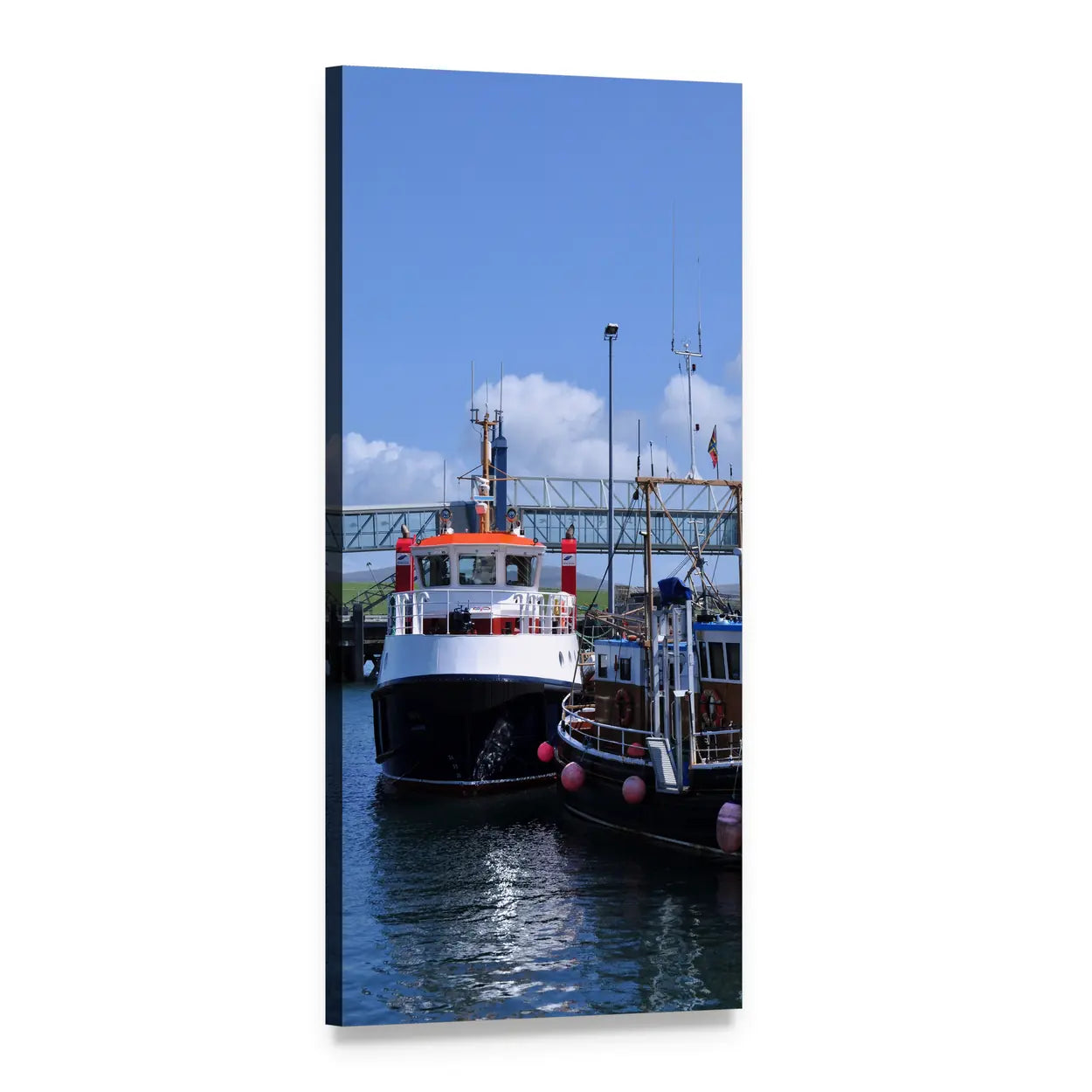 Boats in Great Britain Vertical Canvas Wall Art, 1 panel 1 Vertical layout gallery wrapped canvas set, angled product view